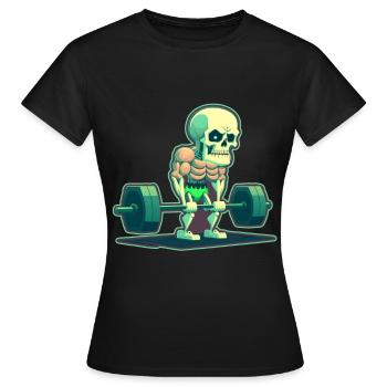 Soulevé de terre Skeleton Bodybuilding Sport Soulevé de terre - T-shirt Femme - noir - Devant - AI Model Female 172 dark (172cm)