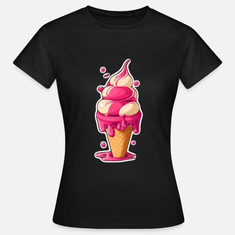 Eis Eiscreme Soft Eis Ich bin wegen dem Eis hier - Frauen T-Shirt - Schwarz