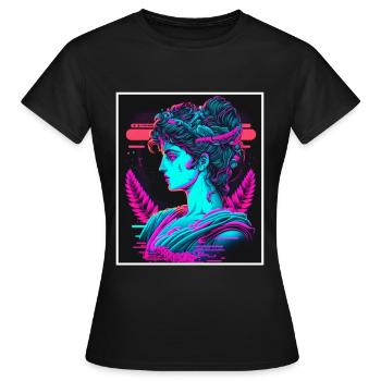Vaporwave Griechische Mythologie Gott Neon Olymp - Frauen T-Shirt - Schwarz - Vorne - AI Model Female 172 dark (172cm)