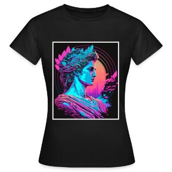 Vaporwave Griechische Mythologie Gott Neon Olymp - Frauen T-Shirt - Schwarz - Vorne - AI Model Female 172 dark (172cm)