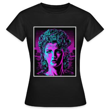 Vaporwave Griechische Mythologie Gott Neon Olymp - Frauen T-Shirt - Schwarz - Vorne - AI Model Female 172 dark (172cm)