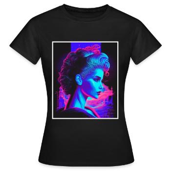 Vaporwave Griechische Mythologie Gott Neon Olymp - Frauen T-Shirt - Schwarz - Vorne - AI Model Female 172 dark (172cm)