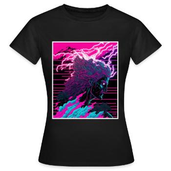 Vaporwave Griechische Mythologie Gott Neon Olymp - Frauen T-Shirt - Schwarz - Vorne - AI Model Female 172 dark (172cm)