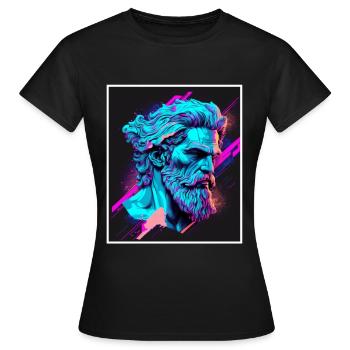 Vaporwave Griechische Mythologie Gott Neon Olymp - Frauen T-Shirt - Schwarz - Vorne - AI Model Female 172 dark (172cm)