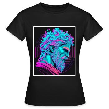 Vaporwave Griechische Mythologie Gott Neon Olymp - Frauen T-Shirt - Schwarz - Vorne - AI Model Female 172 dark (172cm)