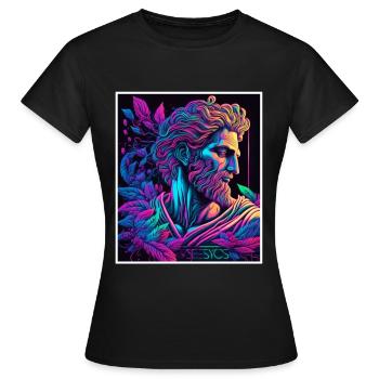 Vaporwave Griechische Mythologie Gott Neon Olymp - Frauen T-Shirt - Schwarz - Vorne - AI Model Female 172 dark (172cm)