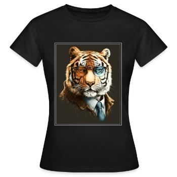 Bengalischer Tiger Katze Boss Chef Raubkatze - Frauen T-Shirt - Schwarz - Vorne - AI Model Female 172 dark (172cm)