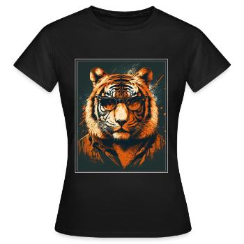 Bengalischer Tiger Katze Boss Chef Raubkatze - Frauen T-Shirt - Schwarz - Vorne - AI Model Female 172 dark (172cm)
