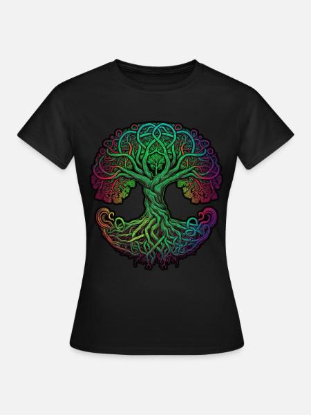 Baum des Lebens Tree of Life Keltisch Wikinger - Frauen T-Shirt - Schwarz