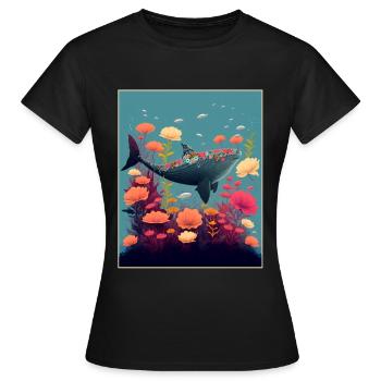 Requin Baleine Plantes océaniques Climat maritime des grands fonds marins - T-shirt Femme - noir - Devant - AI Model Female 172 dark (172cm)