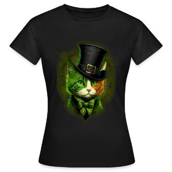Katze Kätzchen St. Patricks Day Irland Irisch - Frauen T-Shirt - Schwarz - Vorne - AI Model Female 172 dark (172cm)