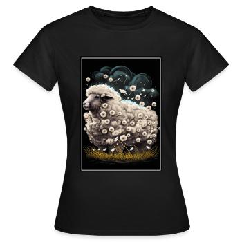 Laine de mouton Laine de mouton Pissenlit - T-shirt Femme - noir - Devant - AI Model Female 172 dark (172cm)