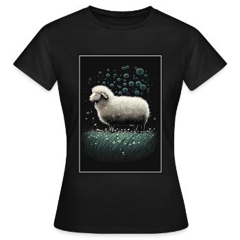 Laine de mouton Laine de mouton Pissenlit - T-shirt Femme - noir - Devant - AI Model Female 172 dark (172cm)