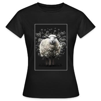Laine de mouton Laine de mouton Pissenlit - T-shirt Femme - noir - Devant - AI Model Female 172 dark (172cm)