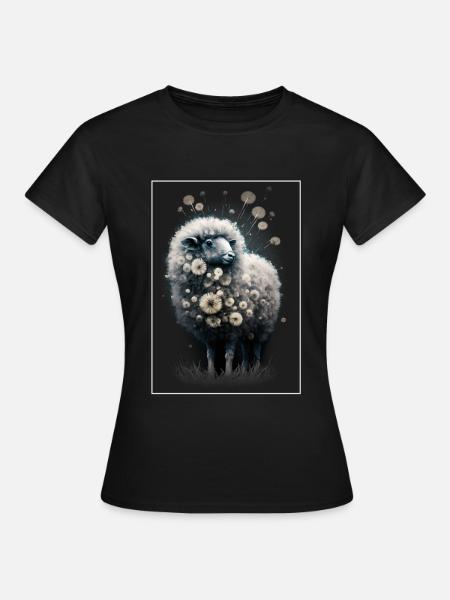 Laine de mouton Laine de mouton Pissenlit - T-shirt Femme - noir