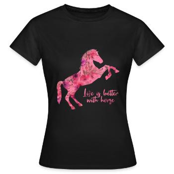 Pferd Pony Reitschule - Frauen T-Shirt - Schwarz - Vorne - AI Model Female 172 dark (172cm)
