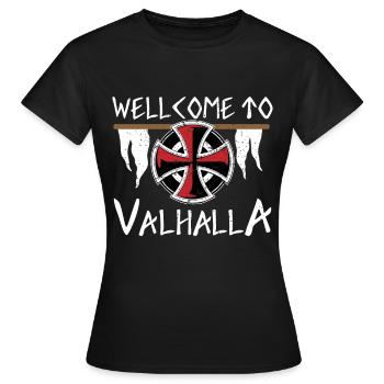 WELLCOME TO VALHALLA WELCOME TO WALHALLA VIKING - Women's T-Shirt - black - Front - AI Model Female 172 dark (172cm)