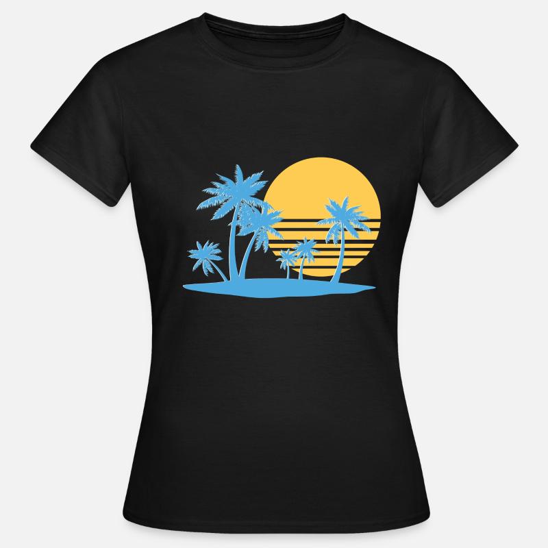 Palm Tree Island 80`s retro summer palm island - Women's T-Shirt - black