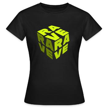 Rave Cube Raver Clubbing Techno Hardtekk Tekk - Frauen T-Shirt - Schwarz - Vorne - AI Model Female 172 dark (172cm)