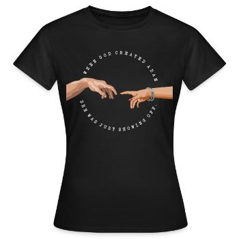 When god created Adam she was showing off - white - Frauen T-Shirt - Schwarz - Vorne - AI Model Female 172 dark (172cm)