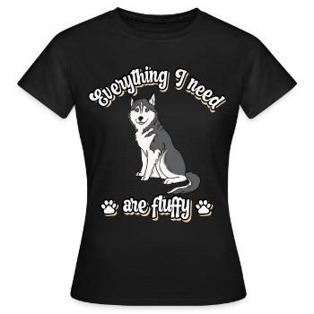 Everything I need are fluffy süßes Hunde Grey - Frauen T-Shirt - Schwarz - Vorne - AI Model Female 172 dark (172cm)