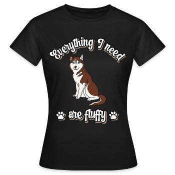 Everything I need are fluffy süßes Hunde red - Frauen T-Shirt - Schwarz - Vorne - AI Model Female 172 dark (172cm)
