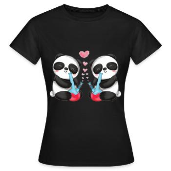 Panda Ours en amour Smoke Bong Mignon - T-shirt Femme - noir - Devant - AI Model Female 172 dark (172cm)