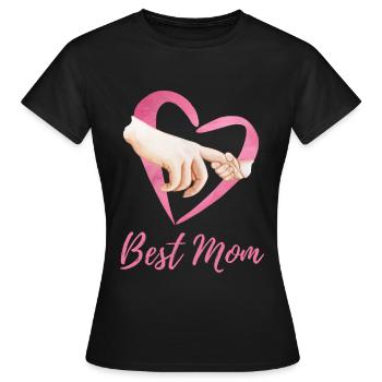 Best Mom Herz Hand Mutterliebe - Frauen T-Shirt - Schwarz - Vorne - AI Model Female 172 dark (172cm)