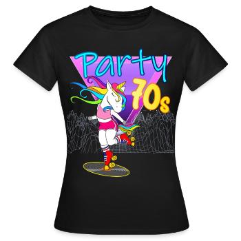 Unicorn Disco Vinyl Schallplatte 70er Jahre - Frauen T-Shirt - Schwarz - Vorne - AI Model Female 172 dark (172cm)