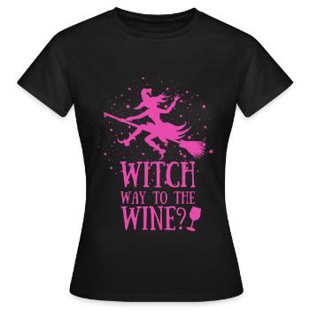 WITCH way to the Wine? - Women's T-Shirt - black - Front - AI Model Female 172 dark (172cm)