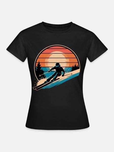 Skiing Retro Ski Vintage Ski Holiday Skier - Women's T-Shirt - black