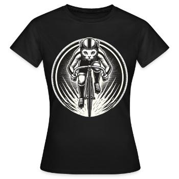 Chat sportif sur le vélo pour les amateurs de vélo de route - T-shirt Femme - noir - Devant - AI Model Female 172 dark (172cm)
