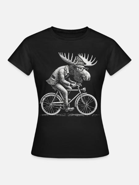 Lustiges Fahrradmotiv mit Elch für Hobbyradler - T-shirt dam - svart