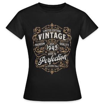 80th birthday 1945 - Women's T-Shirt - black - Front - AI Model Female 172 dark (172cm)