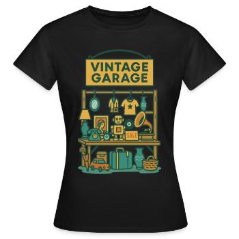 Antiquités Vintage Garage Antiquités - T-shirt Femme - noir - Devant - AI Model Female 172 dark (172cm)