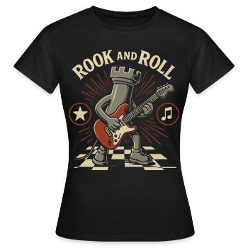 Rook And Roll Schachspieler Brettspiel Spaß - Frauen T-Shirt - Schwarz - Vorne - AI Model Female 172 dark (172cm)