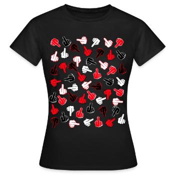 Stinky finger pattern - gift idea for rebels - Women's T-Shirt - black - Front - AI Model Female 172 dark (172cm)