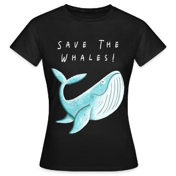Rettet Die Wale I Naturschutz Tierschutz Geschenk - Frauen T-Shirt - Schwarz - Vorne - AI Model Female 172 dark (172cm)