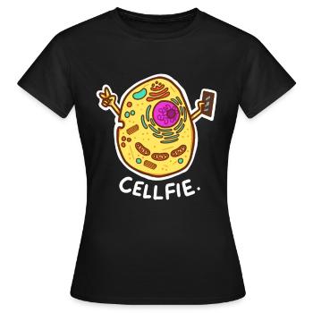 Biology pun shirts Cell-Fie - Frauen T-Shirt - Schwarz - Vorne - AI Model Female 172 dark (172cm)