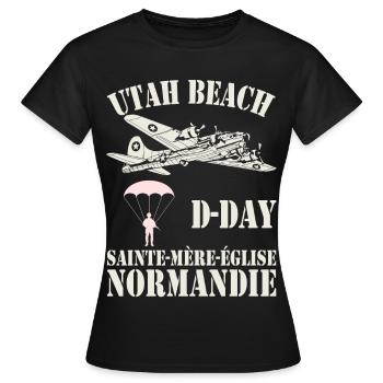 Utah Beach D-Day Sainte-Mère-Église - Frauen T-Shirt - Schwarz - Vorne - AI Model Female 172 dark (172cm)