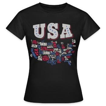 Carte des États-Unis avec l’état des États-Unis - T-shirt Femme - noir - Devant - AI Model Female 172 dark (172cm)
