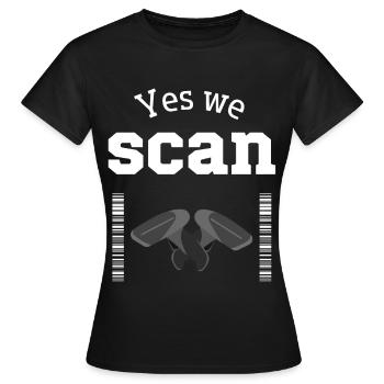 Oui, nous scannons, scanner, code-barres - T-shirt Femme - noir - Devant - AI Model Female 172 dark (172cm)