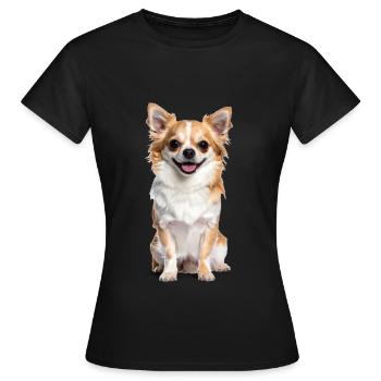 Chihuahua moelleux – petit, moelleux et plein d’amour ! - T-shirt Femme - noir - Devant - AI Model Female 172 dark (172cm)