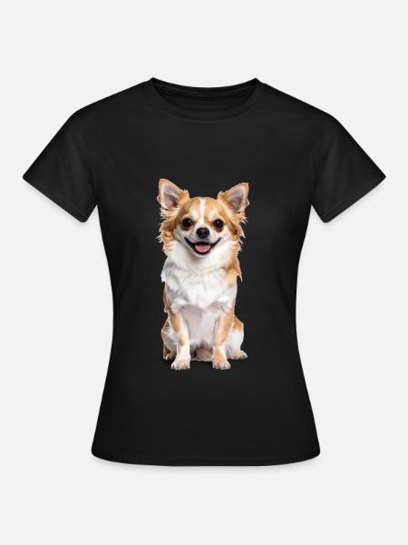 Fluffy Chihuahua – Klein, plüschig & voller Liebe! - Dame-T-shirt - sort