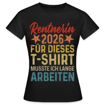 Pensioner 2026 - Women's T-Shirt - black - Front - AI Model Female 172 dark (172cm)
