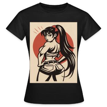 Pin-up d’une combattante - T-shirt Femme - noir - Devant - AI Model Female 172 dark (172cm)