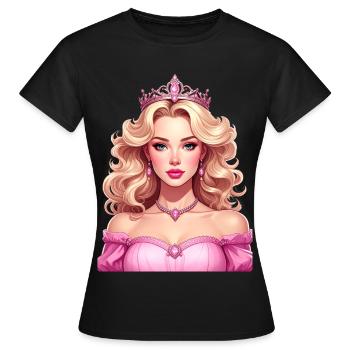 Princesse aux cheveux blonds et robe rose - T-shirt Femme - noir - Devant - AI Model Female 172 dark (172cm)