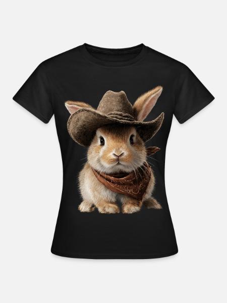 Hase Kaninchen Cowboy Hut Western Country - Frauen T-Shirt - Schwarz