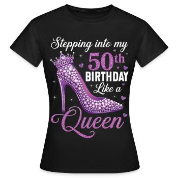 Entrer dans mes 50 ans et 50 ans - T-shirt Femme - noir - Devant - AI Model Female 172 dark (172cm)