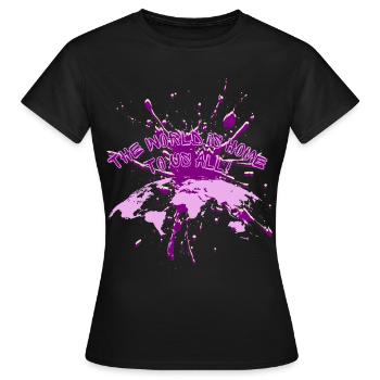 "The World is Home to Us All" Breaking Tee - Women's T-Shirt - black - Front - AI Model Female 172 dark (172cm)